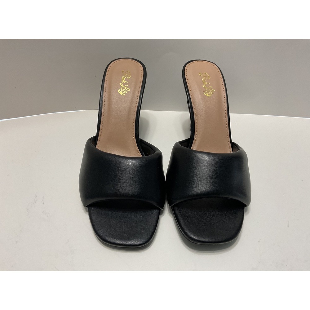 Pink Lily Black Padded Slide Sandals - Sleek Open Toe